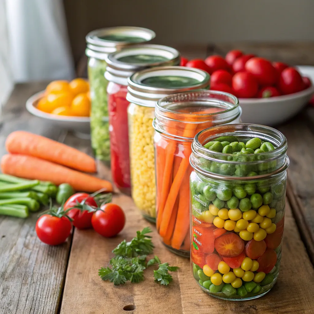 Home Canning Jars and Vegetables